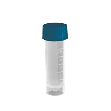 Axygen® 5 mL Self Standing Screw Cap Transport Tube with Blue Cap, Clear, Nonsterile, 1000 Tubes and Caps/Case