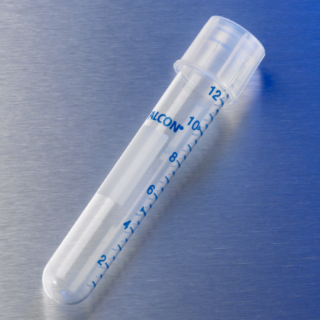 Falcon® 14 mL Round Bottom High Clarity PP Test Tube, Graduated, with Snap Cap, Sterile, 25/Pack, 500/Case