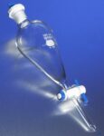 PYREX® 1L Pear-Shaped Squibb Separatory Funnel, PTFE Product Standard Stopcock, Polyethylene Standard Taper Stopper