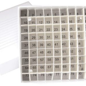 Globe Scientific Cardboard Cryogenic Vial Freezer Storage Box for Up To 2-Inch Tall Vials, 100-Place, 10 x 10 Array, White