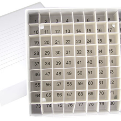 Globe Scientific Cardboard Cryogenic Vial Freezer Storage Box for Up To 2-Inch Tall Vials, 100-Place, 10 x 10 Array, White