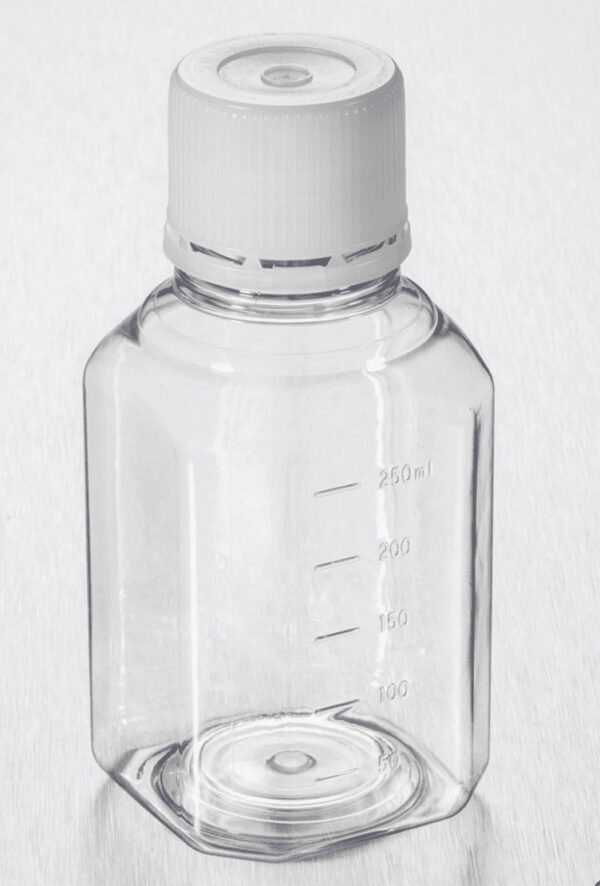 Corning® 250 mL Octagonal PET Storage Bottles with 31.7 mm Screw Caps, Sterile