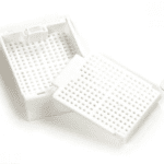Cassettes in Sleeve, Biopsy Embedding, Separate Dual Hinged Lid, 45° Writing Area, WHITE, 75 Cassette/Sleeve and 75 Lids/Bag, 10 of each per Unit