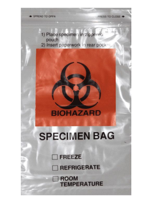 biohazard bag, 14.5 X 8 cm