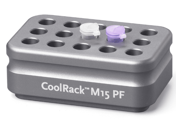 Corning® CoolRack M15-PF, Holds 15 x 1.5mL Microcentrifuge Tubes, Tapered Wells for Conical Tubes, Gray