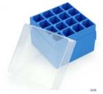 Storage Box with Lid for 50mL Centrifuge Tubes, 16-Place (9x9), PP, Blue Base & Clear Lid