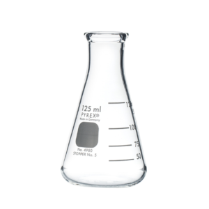 PYREX® 125 mL Narrow Mouth Erlenmeyer Flasks with Heavy Duty Rim