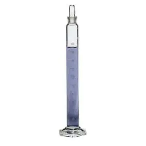 PYREX® 1L Single Metric Scale Cylinder, Standard Taper Stopper, White Graduations, TC