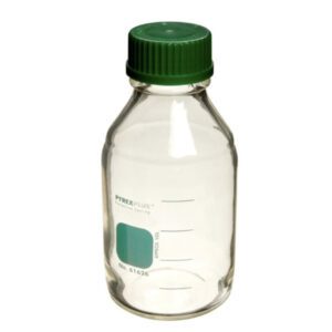 PYREXPLUS® 1L Wide Mouth Round Media Bottle with GL45 Screw Cap, Graduated