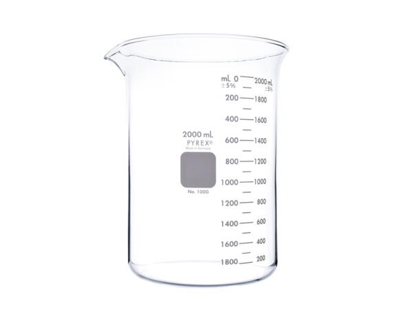 PYREX® Griffin Low Form 2L Beaker, Double Scale, Graduated