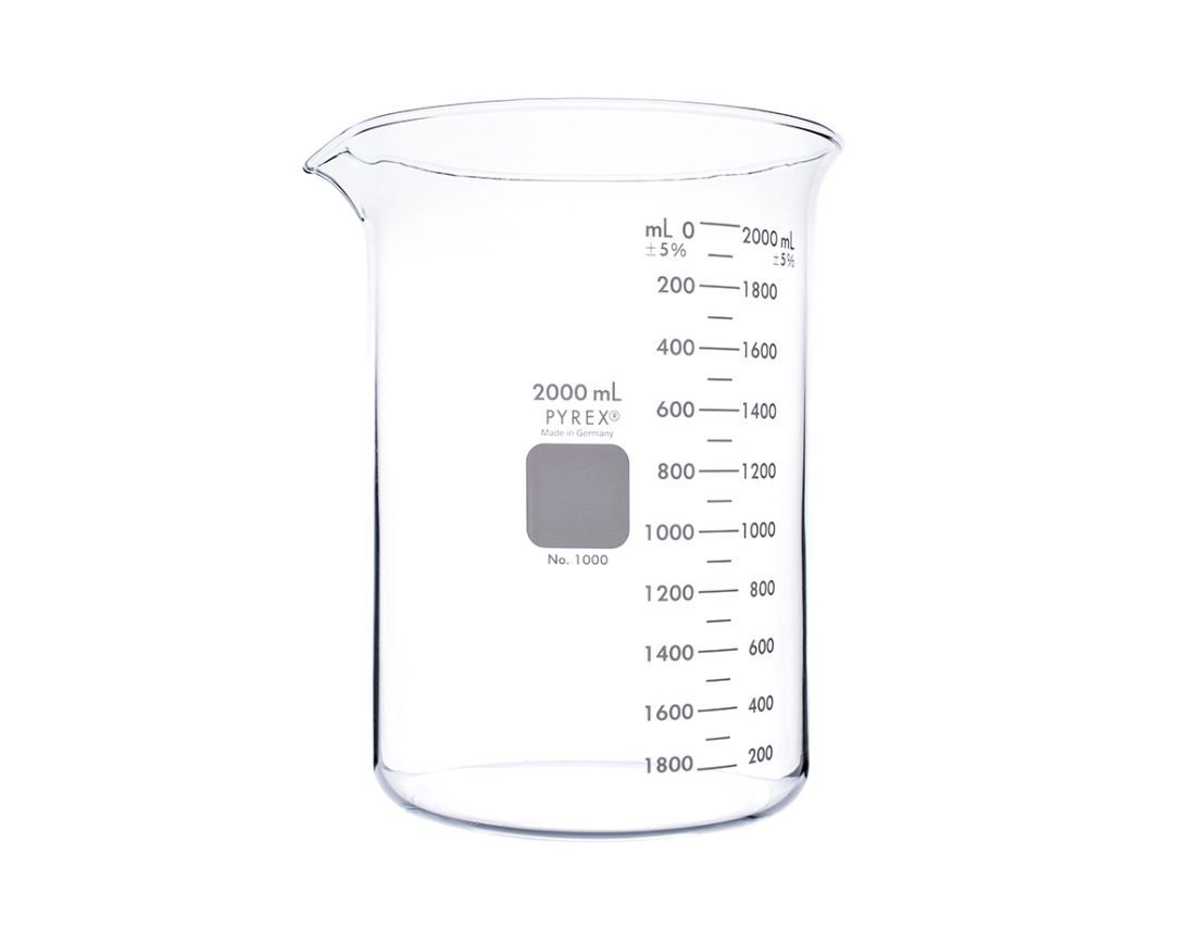 PYREX® Griffin Low Form 2L Beaker, Double Scale, Graduated | AlGENOME SHOP