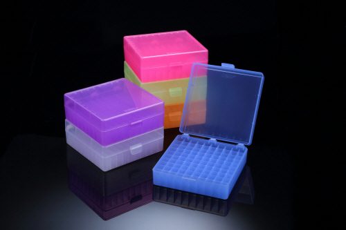 Storage Box for 1.5ml microtubes, PP, 10x10(100holes), 5 colors, Autoclavable