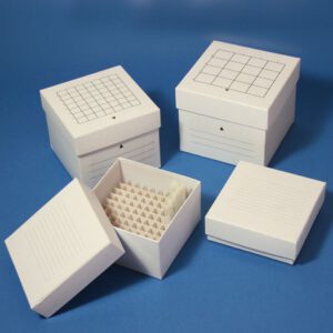 Freezing Box, 2", Cardboard, 81-Place (9x9 format), fits 1.0mL and 2.0mL CryoCLEAR vials, White