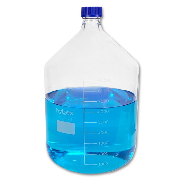 hybex Glass Media Storage Bottles, 10L with standard (GL45) blue cap, 1/ea.