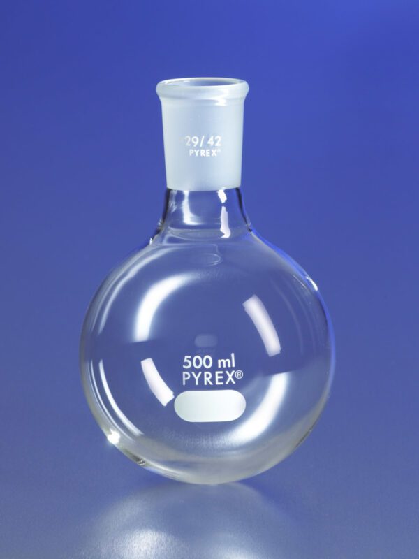 PYREX® 500 mL Short Neck Boiling Flask, Round Bottom, 29/42 Standard Taper Joint