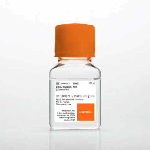 Corning® 100 mL Trypsin 10x, 2.5% Trypsin in HBSS [-] calcium, magnesium, phenol red, Porcine Parvovirus Tested