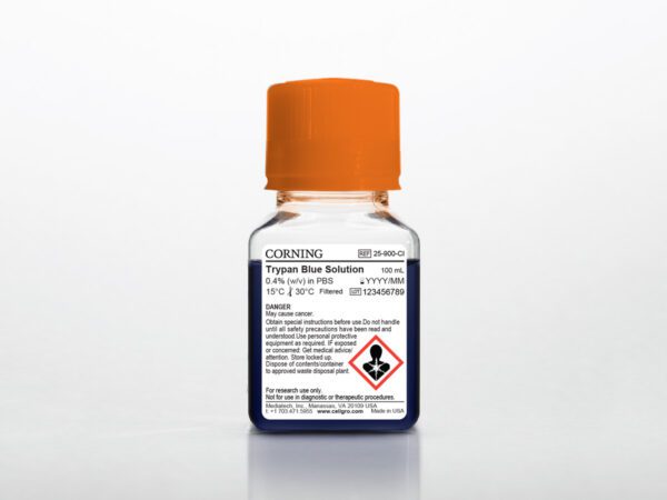 Corning® 100 mL Trypan Blue Solution, 0.4% (w/v) in PBS, pH 7.5 ± 0.5