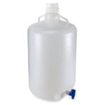 Carboys, Round with Spigot and Handles, LDPE, White PP Screwcap, 20 Liter, Molded Graduations