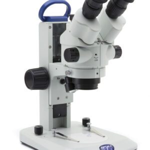 Trinocular stereomicroscope 7x-45x, with fixed arm, Zoom ratio 6.43:1, LED Incident & transmitted light, multi-plug, 7 Years warranty