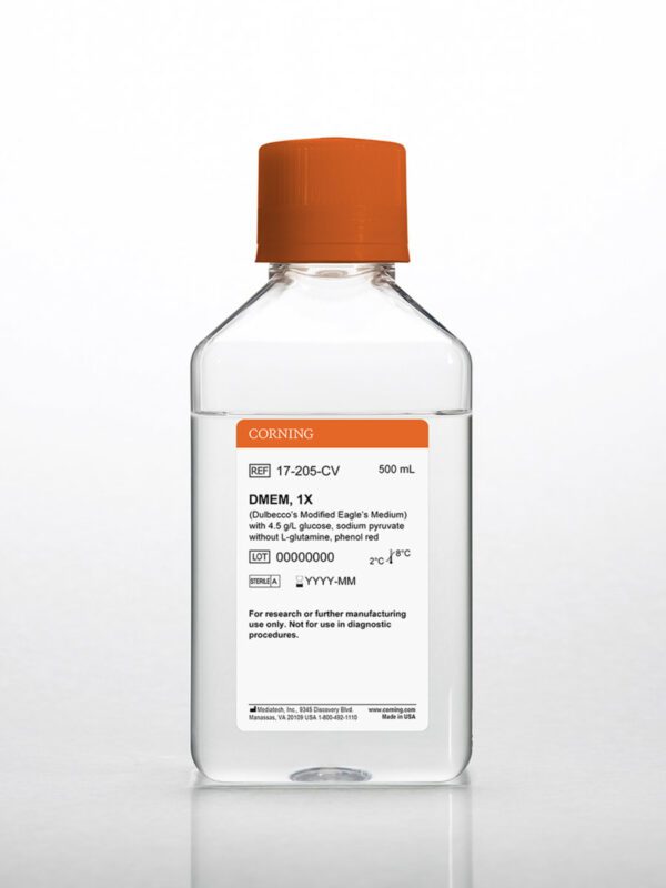 Corning® DMEM, with 4.5 g/L Glucose and Sodium Pyruvate, without L-Glutamine and Phenol Red