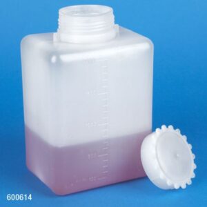 Bottle with Screwcap, Wide Mouth, Square, Graduated, PE (Cap: PP), 2000mL case of 40