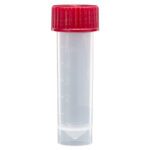 Transport Tube, 10mL, with Separate Red Screw Cap with Recess for Swab, STERILE, PP, Round Bottom, Self-Standing, Bulk Packed, 2 x 500 Tubes/Bag & 1 x 1000 Caps/Bag (1000 pcs)