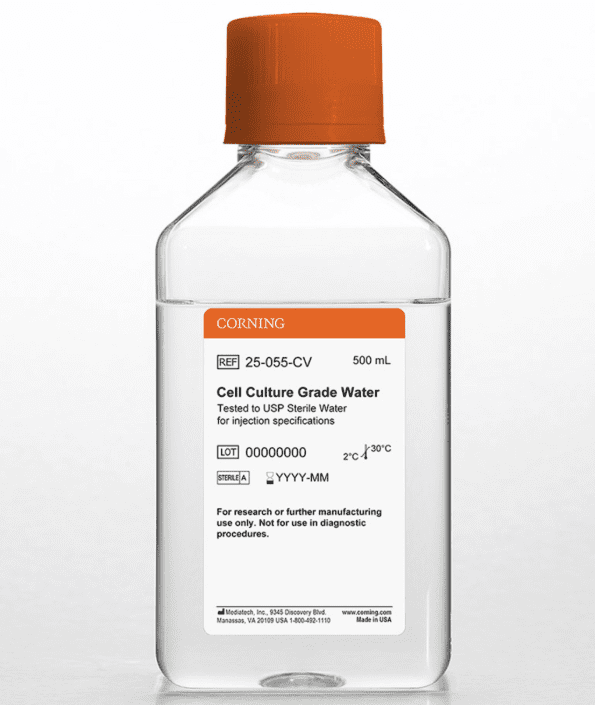 Corning® 500 mL Cell Culture Grade Water Tested to USP Sterile Water for Injection Specifications