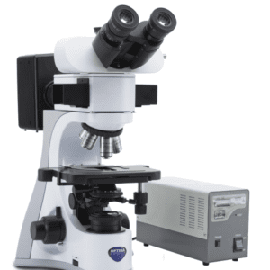 TRINOCULAR HBO FL MICROSCOPE, 400X, IOS PLAN F, B & G SET
